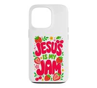 Carcasa para iPhone 13 Pro Jesus is My Jam Cute Christian Strawberry Faith