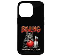 Carcasa para iPhone 13 Pro Jugar a los Bolos Porque asesinar está Mal, Humor para Gatos, Bolos, Amante de los Gatos