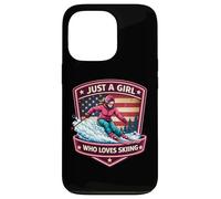 Carcasa para iPhone 13 Pro Just A Girl Who Loves Skiing American Skier Ski Resort USA