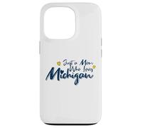 Carcasa para iPhone 13 Pro Just a Mom Who Loves Michigan Cute Michigan Mom