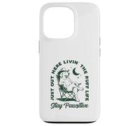 Carcasa para iPhone 13 Pro Just out Here Living The Ruff Life Stay Pawsitive Cowboy Dog