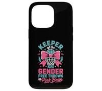 Carcasa para iPhone 13 Pro Keeper of The Gender Reveal Free Throws or Pink Bows Party