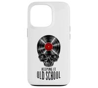 Carcasa para iPhone 13 Pro Keeping It Old School Coleccionista de Discos de Vinilo Vintage Skull