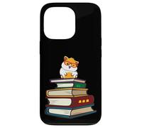 Carcasa para iPhone 13 Pro Kids Boys Funny Hipster Glasses Read Books Hamster Lover
