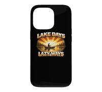 Carcasa para iPhone 13 Pro Lake Days Lazy Ways Pesca Atardecer Retro Lake Life Regalo