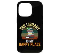 Carcasa para iPhone 13 Pro Lector Vintage The Library Is My Happy Place, Bibliotecario Retro