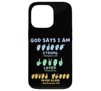 Carcasa para iPhone 13 Pro Lenguaje de señas Americano Manos Verso de la Biblia Cristianismo