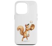 Carcasa para iPhone 13 Pro Lindo Atrapador de Jugador de béisbol de Ardilla, Arte de Acuarela