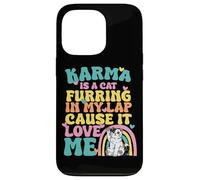 Carcasa para iPhone 13 Pro Lindo Karma Es Un Gato Furring En Mi Regazo Porque Me Ama