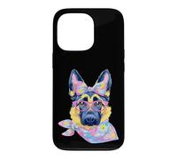 Carcasa para iPhone 13 Pro Lindo Pastor Alemán Perro Amante Gráfico Rosa Gafas Floral