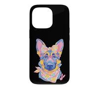 Carcasa para iPhone 13 Pro Lindo Pastor Alemán Perro Amante Gráfico Rosa Gafas Floral