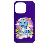 Carcasa para iPhone 13 Pro Look a Rainbow Cute Dinosaur with a Rainbow and Stars