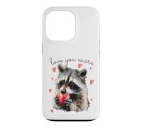 Carcasa para iPhone 13 Pro Love You More Raccoon Holding a Heart Womens Cute Valentine