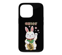 Carcasa para iPhone 13 Pro Lucky Rabbit Maneki Neko Bunny Flor de Cerezo japonés