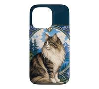 Carcasa para iPhone 13 Pro Majestic Gato de Pelo Largo Art Nouveau Mountain