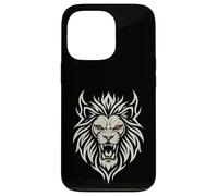 Carcasa para iPhone 13 Pro Majestic Lion Tribal Design Poderosa Cabeza de León Ojos Rojos