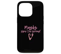 Carcasa para iPhone 13 Pro Masks Slow The Spread Cute Pink Heart Face Mask For Girls
