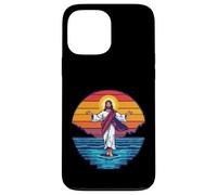 Carcasa para iPhone 13 Pro MAX 8-bit Jesús Caminando sobre el Agua Pixel Art Retro Christian Gamer