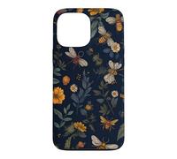 Carcasa para iPhone 13 Pro MAX Abejas y Flores Silvestres en Azul Oscuro