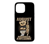 Carcasa para iPhone 13 Pro MAX Agosto 1997 29 cumpleaños 2026 Mujer 29 años Oso de Peluche