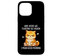 Carcasa para iPhone 13 Pro MAX and Here We Go Again Good Morning Angry Cat Meme Coworkers