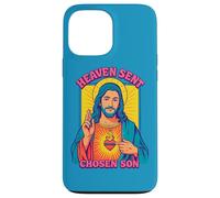 Carcasa para iPhone 13 Pro MAX Anime Manga Jesús Sagrado Corazón Cristiano Retro Pop Art Azul