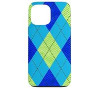 Carcasa para iPhone 13 Pro MAX Argyle Verde y Azul patrón Preppy Regalo de los años 80