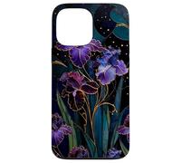 Carcasa para iPhone 13 Pro MAX Art Nouveau Iris Gótico Floral Celeste Oscuro Botánico Arte