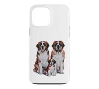 Carcasa para iPhone 13 Pro MAX Arte de Dibujo de la Familia de Cachorros de San Bernardo.