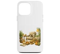 Carcasa para iPhone 13 Pro MAX Arte de retiro de Gatos en casa Verde Acogedor