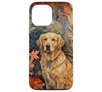 Carcasa para iPhone 13 Pro MAX Arte Floral botánico de Perro Perdiguero Rubio