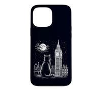 Carcasa para iPhone 13 Pro MAX Arte Nocturno de London Cat Skyline Big Ben Moon