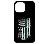 Carcasa para iPhone 13 Pro MAX Back The Green Thin Green Line American Flag Border Patrol