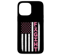 Carcasa para iPhone 13 Pro MAX Bandera Americana Envejecida, Cinta Rosa, Lucha contra el cáncer de Mama