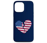 Carcasa para iPhone 13 Pro MAX Bandera de Estados Unidos de América Corazón Roto - Heartbreak en Forma de corazón