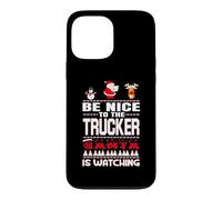 Carcasa para iPhone 13 Pro MAX Be Nice To The Trucker Santa Is Watching Funny Christmas