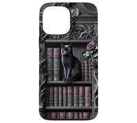 Carcasa para iPhone 13 Pro MAX Biblioteca gótica de Gato Negro Dark Academia estantería Vintage
