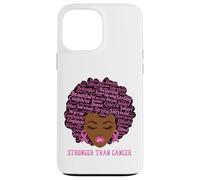 Carcasa para iPhone 13 Pro MAX Black Women Queen Stronger Than Breast Cancer Pink Ribbon