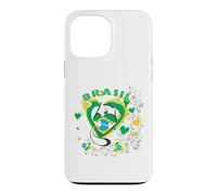Carcasa para iPhone 13 Pro MAX Brasil-Brasil - Corazón de Gato Lindo Amante de la Bandera de Brasil