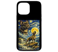 Carcasa para iPhone 13 Pro MAX Bulldog Francés Noche Estrellada Van Gogh Lindo Perro Aullando