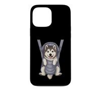 Carcasa para iPhone 13 Pro MAX Cachorro de Samoyedo Divertido en un portabebés. Amante de los Perros