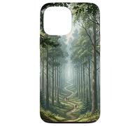 Carcasa para iPhone 13 Pro MAX Camino Bosque Escena Naturaleza Sereno Bosque Sendero Árbol