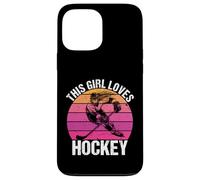 Carcasa para iPhone 13 Pro MAX Camiseta para fanáticos del Hockey con Texto en inglés This Girl Loves Hockey Shirt Game Day