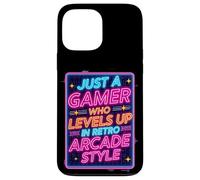 Carcasa para iPhone 13 Pro MAX Camiseta para Videojuegos Estilo Arcade Retro de los 80 con diseño «Just a Gamer Who Levels Up»