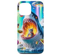 Carcasa para iPhone 13 Pro MAX Cat Kitty Montando Fuego Respirando Tiburón Arco Iris Laser