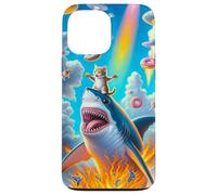 Carcasa para iPhone 13 Pro MAX Cat Kitty Montando Fuego Respirando Tiburón Arco Iris Laser