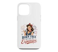 Carcasa para iPhone 13 Pro MAX Chica patriótica Retro Pero Ahora Caro Divertido 4 de Julio