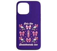 Carcasa para iPhone 13 Pro MAX Chicas como Skateboards Too Pink Bows Skater Girl Coquette