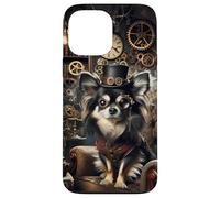 Carcasa para iPhone 13 Pro MAX Chihuahua de Pelo Largo Steampunk Científico Loco