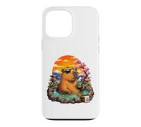 Carcasa para iPhone 13 Pro MAX Chill Capybara Hot Spring Sunset Retro Funny Summer